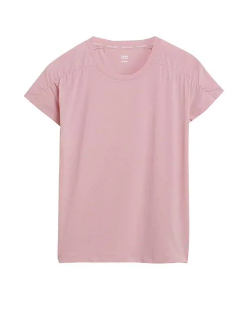 Ruched Crew-Neck Short Sleeve Yoga Top