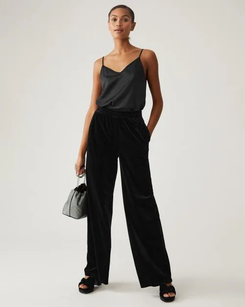 Flat-Front Wide Leg Trousers