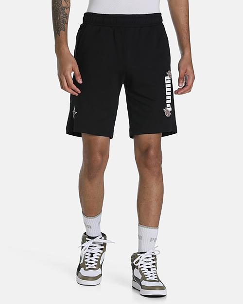 Puma Men Black Cotton KL Rahul Grunge Logo Shorts