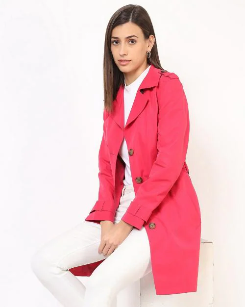  Button closure Long Trench Coat