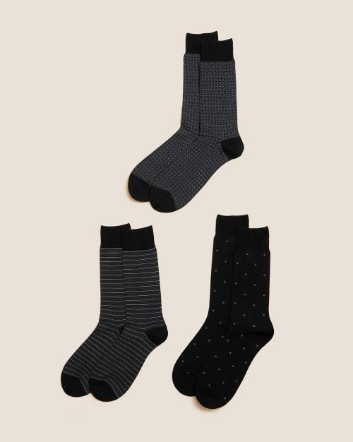 Pack of 3 Mid-Calf Length Socks