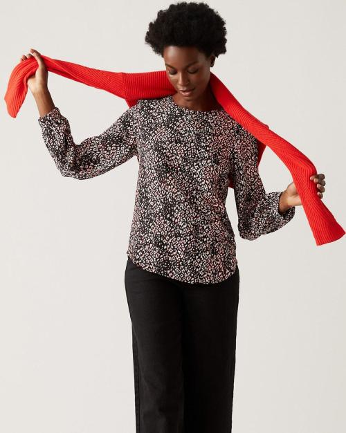 Printed Crew-Neck Top