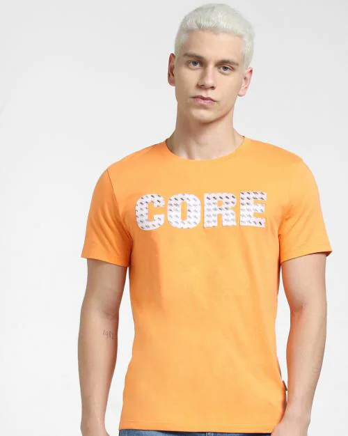 Regular Fit Typographic Print Crew-Neck T-Shirt