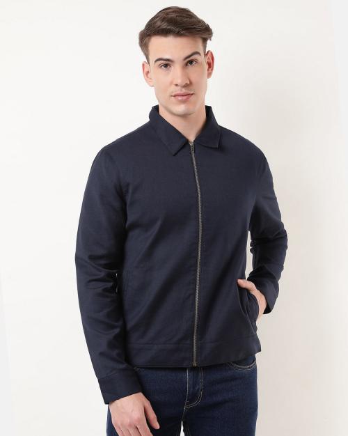 Bomber Jacket with Cut-Away Collar