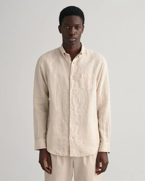 Men Linen Shirt with Patch Pocket