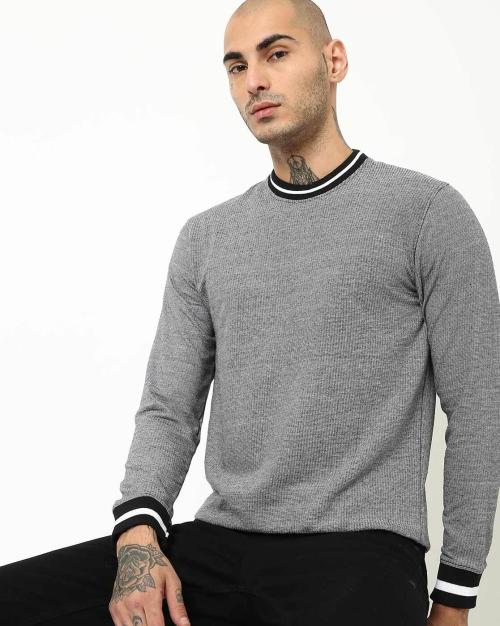 Textured Round-Neck Sweatshirt