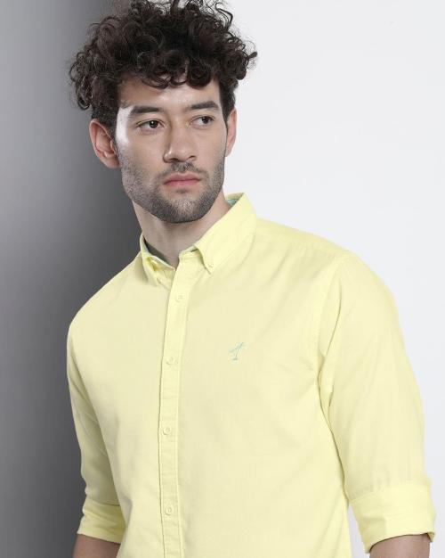 Men Slim Fit Shirt with Button-Down Collar