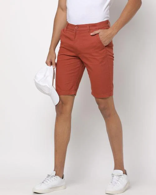 Solid Flat-Front Shorts