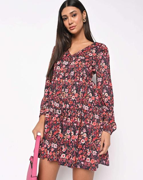 Floral Print Slim Fit A-line Dress