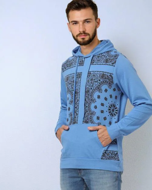 Printed Hoodie with Kangaroo Pocket