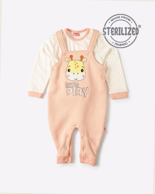 Giraffe Applique Dungarees with Printed T-shirt