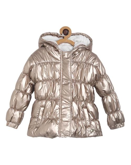 Metallic Hooded Puffer Jacket