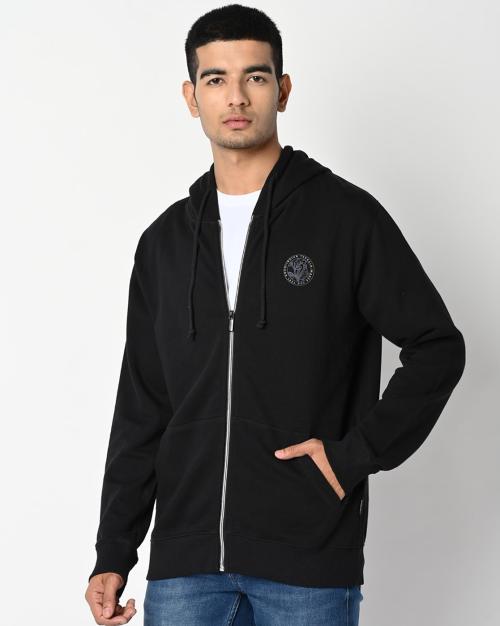 Logo Print Zip-Front Hoodie