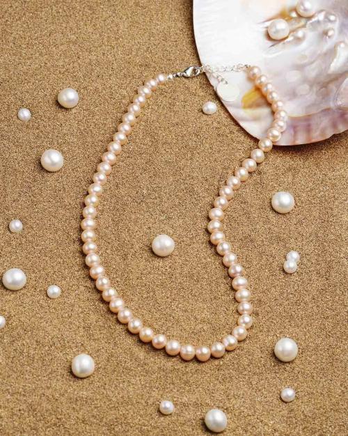 Fresh Water Button Pearl Necklace - ZPFK10971