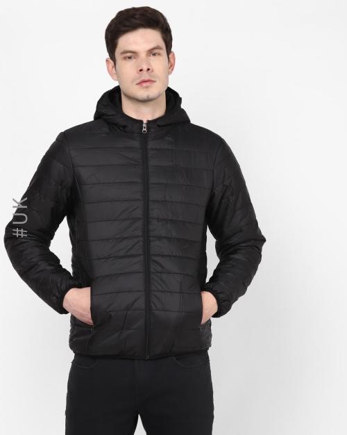 Quilted Hooded Zip-Front Jacket
