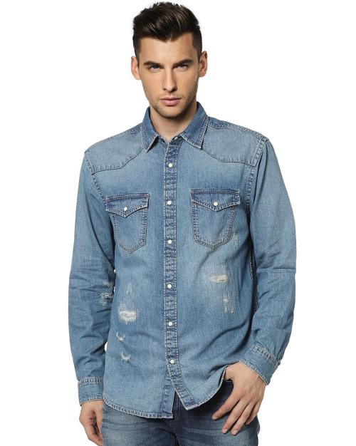 Distressed Denim Shirt