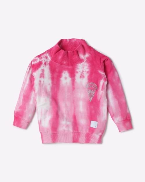 Tie & Dyed Sweatshirt with Ribbed Hems