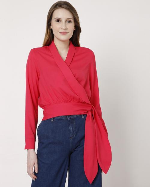 Wrap Top with Waist Tie-Up