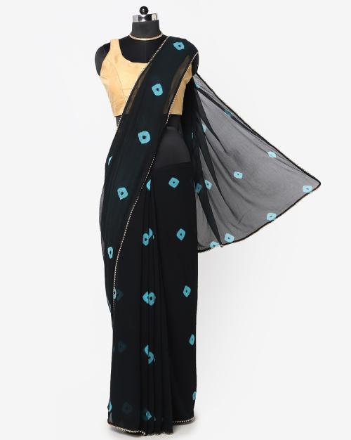 Shibori Tie & Dye Chiffon Saree