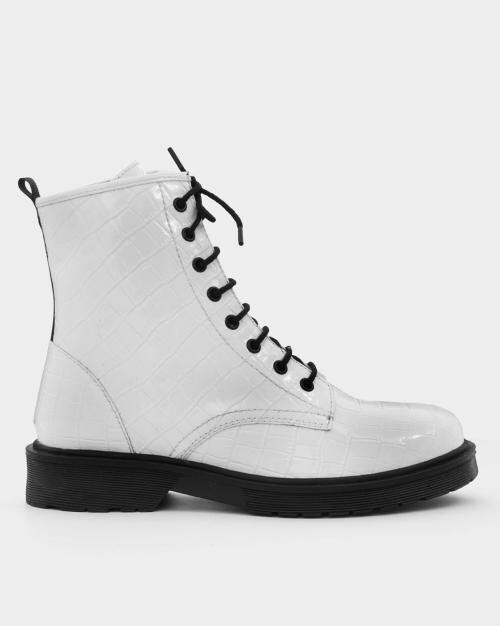 croc lace up ankle boots