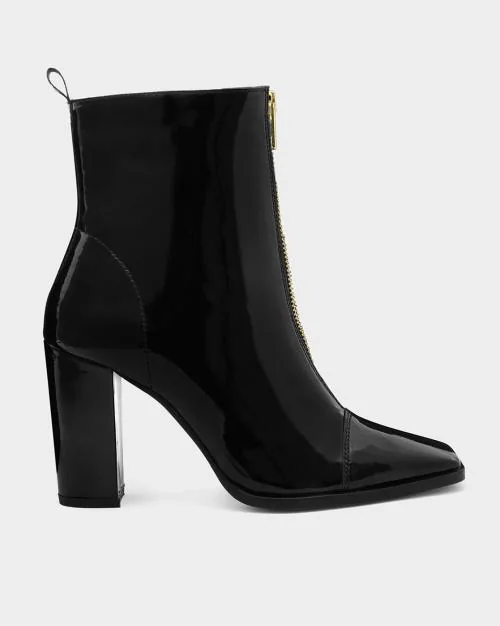 Heeled Ankle-Length Boots with Zipper Closure