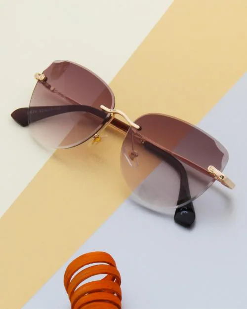 TS-50674-C2 UV-Protected Rimless Cat-Eye Sunglasses