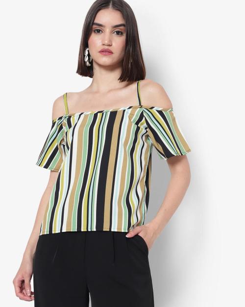 Striped Cold-Shoulder Top