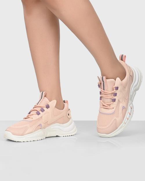 Mesh-Panelled Lace-Up Casual Shoes