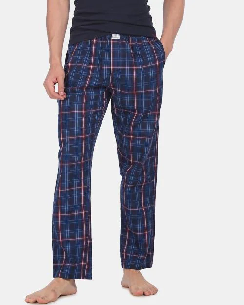 Men Comfort Fit Checks Cotton Lounge Pants