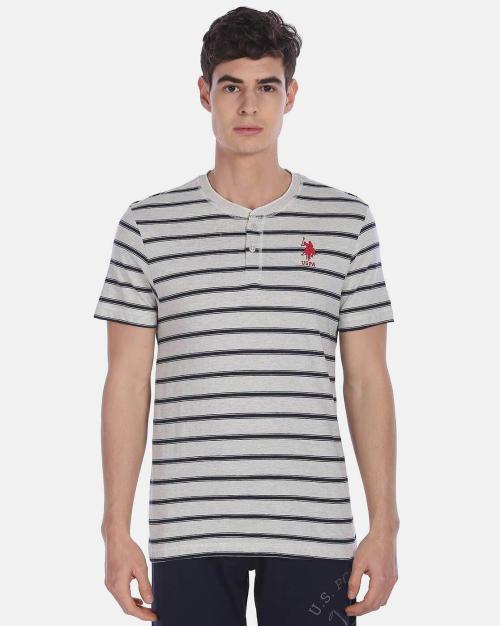 Striped Henley-Neck T-shirt