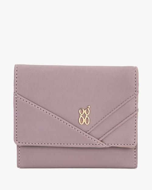 Panelled Tri-Fold Wallet with External Zip Pocket