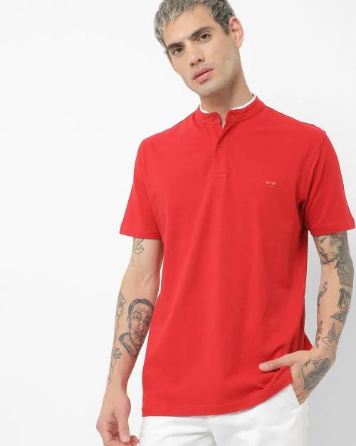 Henley T-shirt with Contrast Tipping