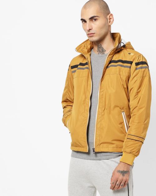 Hooded Slim Fit Bomber Jacket with Zippered Insert Pockets