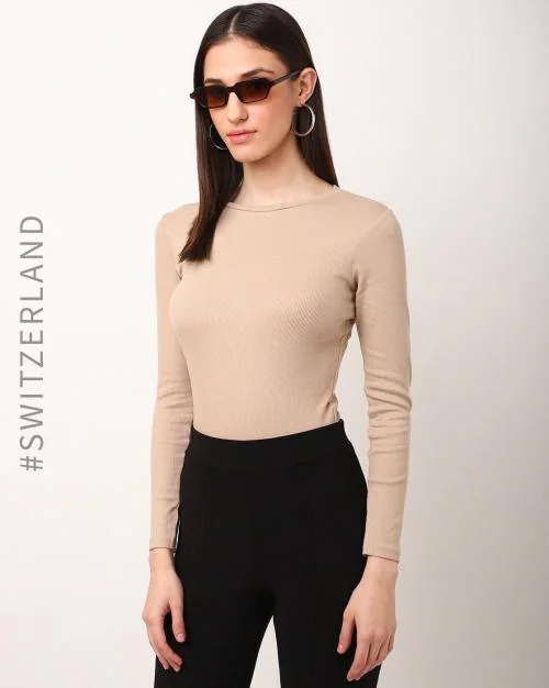 Ribbed Round-Neck T-Shirt