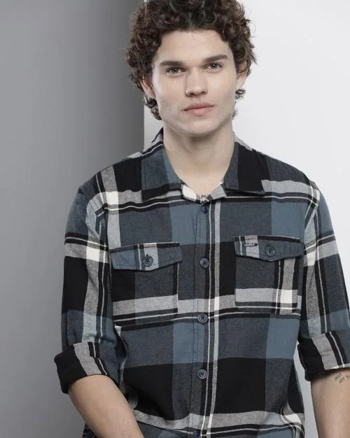 Flannel Shirt with Double Flap Pocket