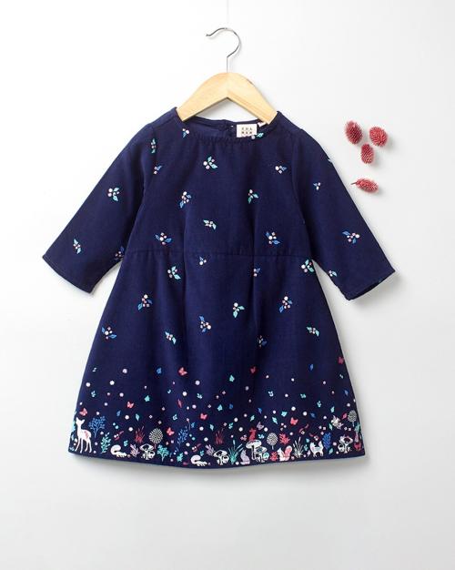 Printed Corduroy A-Line Dress