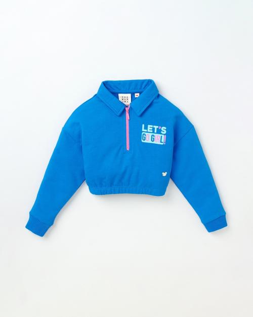 Girls Printed Crop Sweatshirt