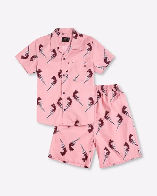 Gun Print Shirt & Shorts Set JioMart