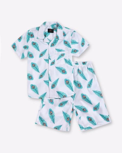 Buy Peacock Feather Print Shirt & Shorts Set Online at Best Prices in
