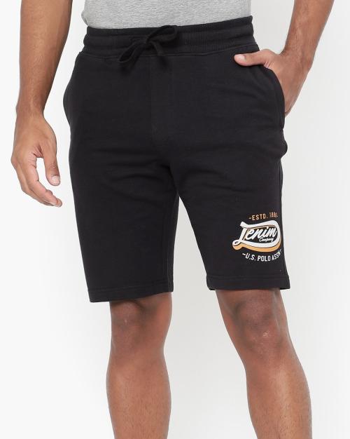 Knitted Shorts with Placement Brand Print