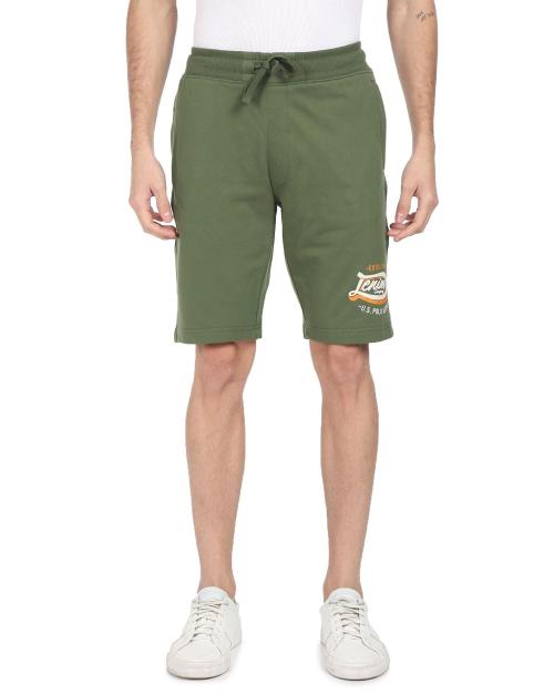 Placement Print Shorts with Drawstring