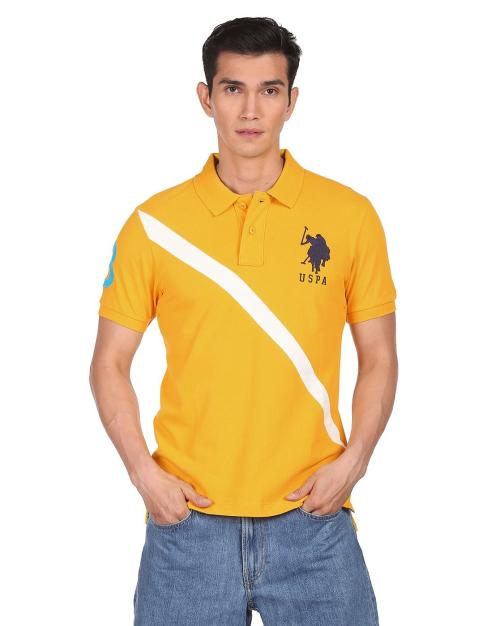 Regular Fit Cut And Sew Panel Polo T-Shirt