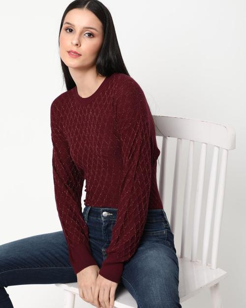 Buy Geometric Pattern Round-Neck Top Online at Best Prices in India ...