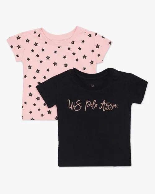 Girls Pack of 2 Printed T-Shirts