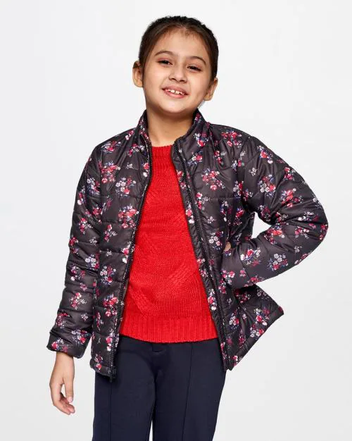 Floral Print Puffer Jacket