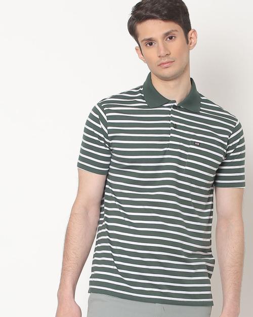 Striped Polo T-shirt with Patch Pocket