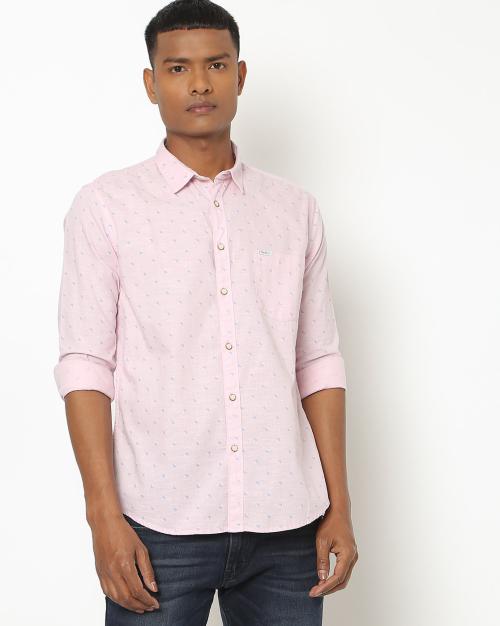 Gunman Micro Print Shirt with Patch Pocket