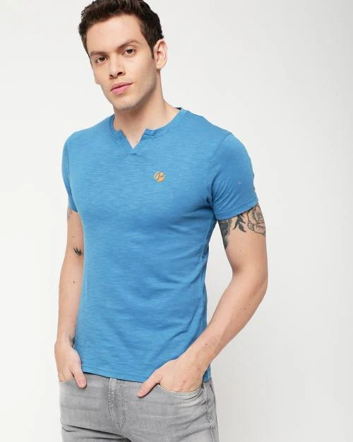 Dax Logo Print Slim Fit Crew-Neck T-shirt