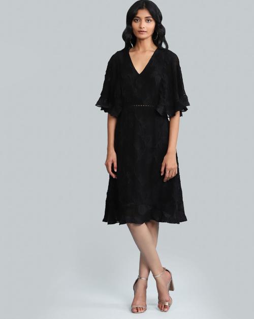 Leaf Jacquard A-line Dress