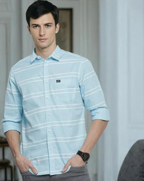 Twin Striped Shirt with Patch Pocket